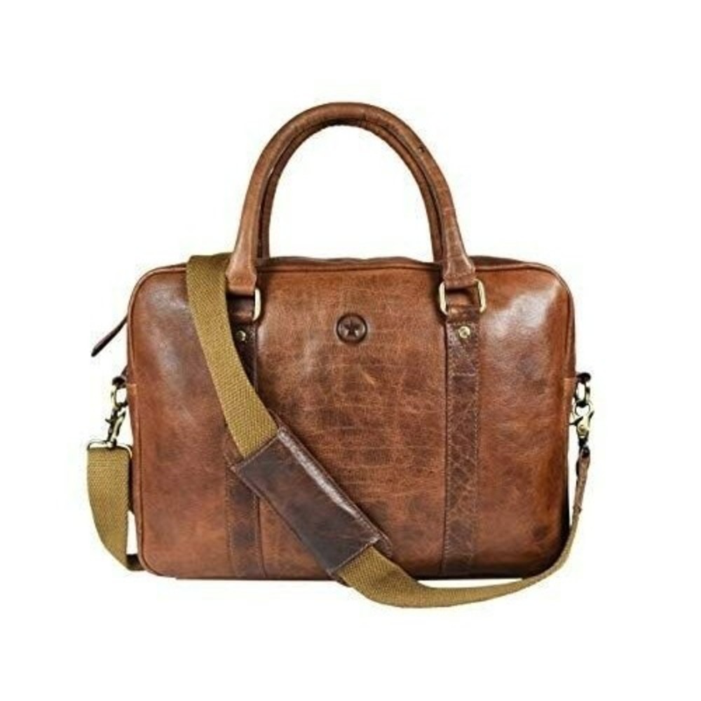 NWT Aaron Leather Goods Messenger Bag Rustic Crazy Horse